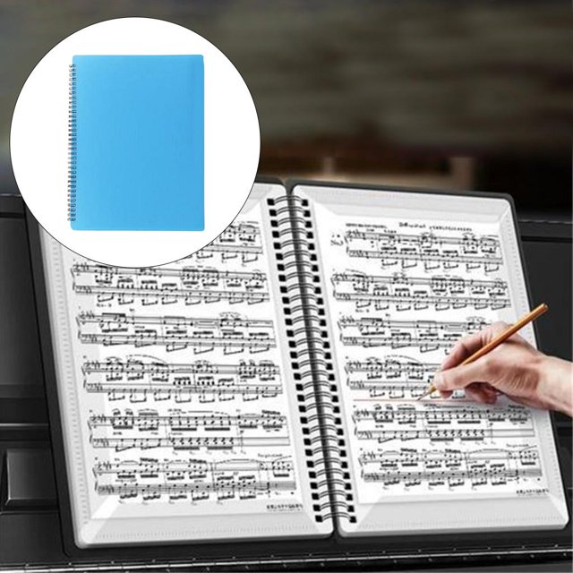 Carpeta de partituras Carpeta de almacenamiento de documentos de papel Doble cara Fácil giro de página Tamaño A4 Soporte de plástico para el - azul Macarena Carpeta de partituras