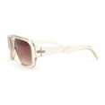 thumbnail image 3 of Double Bridge Flat Top Mafia Racer Rectangular Plastic Sunglasses Beige - Brown, 3 of 4