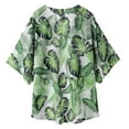 thumbnail image 6 of Rovga Women'S Swimwear Cover Ups Fashion Floral Print Chiffon Swim Cardigan 3/4 Sleeve Loose Beach Wear Cover Up Blouse Top Xl Green, 6 of 7