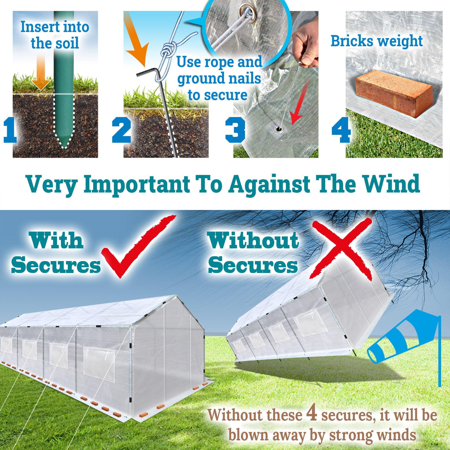 SUNRISEUMBRELLA Portable Greenhouse 2 Velcro Roll-up Doors Large Walk-in Steel Heavy Duty Transparent PE Cover Gardening Plant Hot Outdoor House