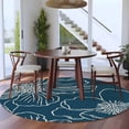 thumbnail image 3 of Round Rugs 5Ft, Teal Flowers Round Area Rug Washable Indoor Throw Carpet, Spring Floral Botanical Modern Art Soft Non Slip Circle Rug for Cabinet Bathroom Home Decor Aesthetic, 3 of 8