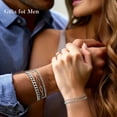 thumbnail image 6 of Turandoss Sterling Silver Cuban Link Layered Chain Bracelets Set for Men Herringbone Figaro Wrist Chains 8.3" Sturdy Stainless Steel Birthday Anniversary Gifts for Men Husband, 6 of 8