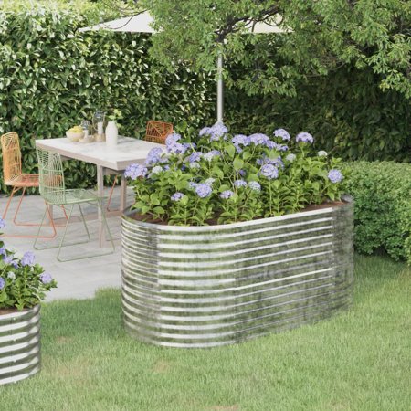Aibecy Garden Raised Bed Powder-coated Steel 59.8 x31.5 x26.8  Silver