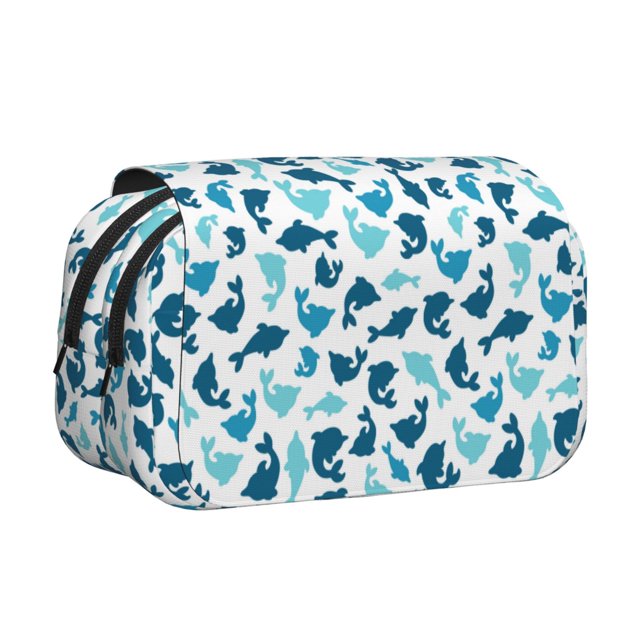 Disketp Cute Shark Estuche de Lápices de Doble Capa con Tapa Abatible y Cremallera, Organizador Escolar para Adolescentes y Adultos
