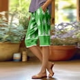 thumbnail image 3 of WTOBBY Women's Fashion Floral Print Elastic Waist Bermuda Shorts with Front Pockets, Comfortable Loose-Fit for Daily Warm Weather Leisure,Green S, 3 of 4
