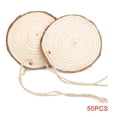 thumbnail image 1 of Rebanadas redondas de madera natural sin terminar, agujeros pretaladrados, círculos de madera, adornos navideños para bodas, discos con cuerda 50 Piezas sidaley  HA2347-00B, 1 of 6