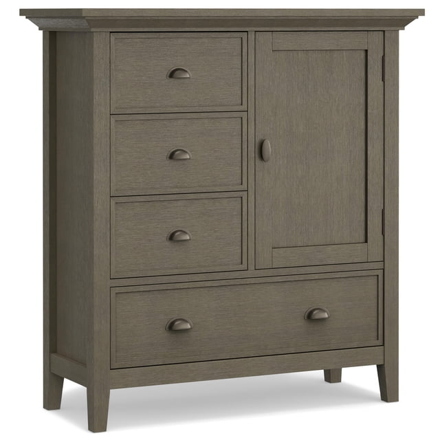 Simpli Home Redmond Armoire Moyenne Transitionnelle en Bois de 39 Pouces en Gris Farmhouse