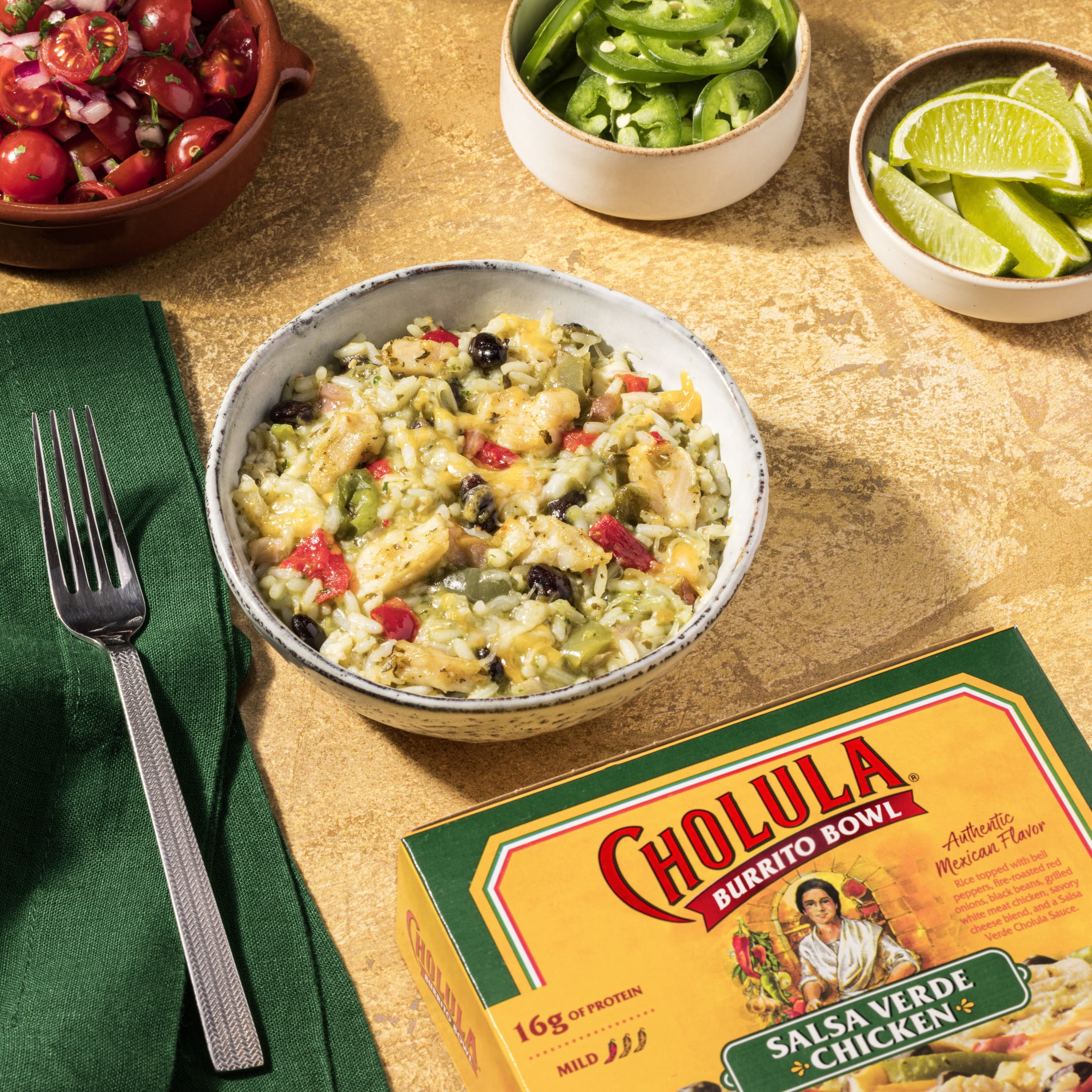 Cholula Salsa Verde Chicken Frozen Burrito Bowl, 9.0 oz