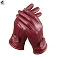 thumbnail image 3 of PULLIMORE 2 Pairs Winter PU Leather Gloves for Women Waterproof Fleece Lined Warm Cold Weather Gloves (Red), 3 of 9
