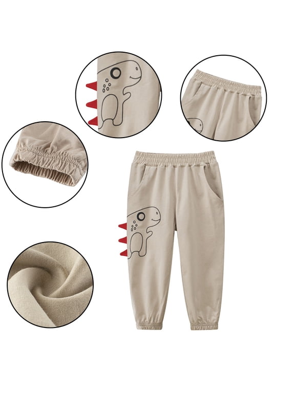YTDSCS Boys Summer Sweatpants Solid Colour Cartoon Trousers 1-9 Years Boys Elasticated Waist Casual Jogger Pants for Baby Kids