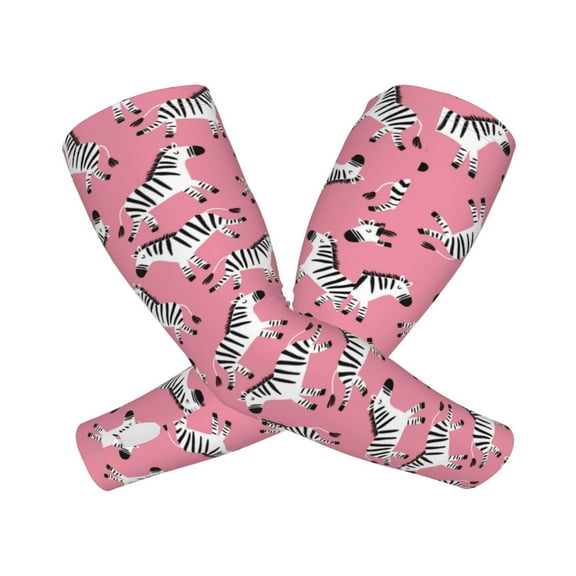 Lsque Cute Cartoon Zebra Cooling Arm Sleeves for Men & Women -Compression Sleeves to Cover Arms for Working,Sun Sleeves for UV Protection,Breathable, Moisture-Wicking