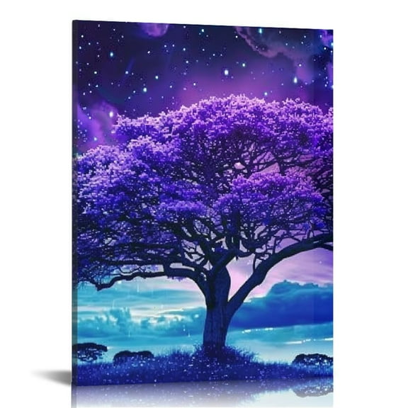JRXY Canvas Wall Decor For Bedroom Frame Wall Art For Living Room Purple Tree Wall Artworks Inspiration Wall Pictures For Office Modern Aurora Prints Dining room Decorations 12x16 in