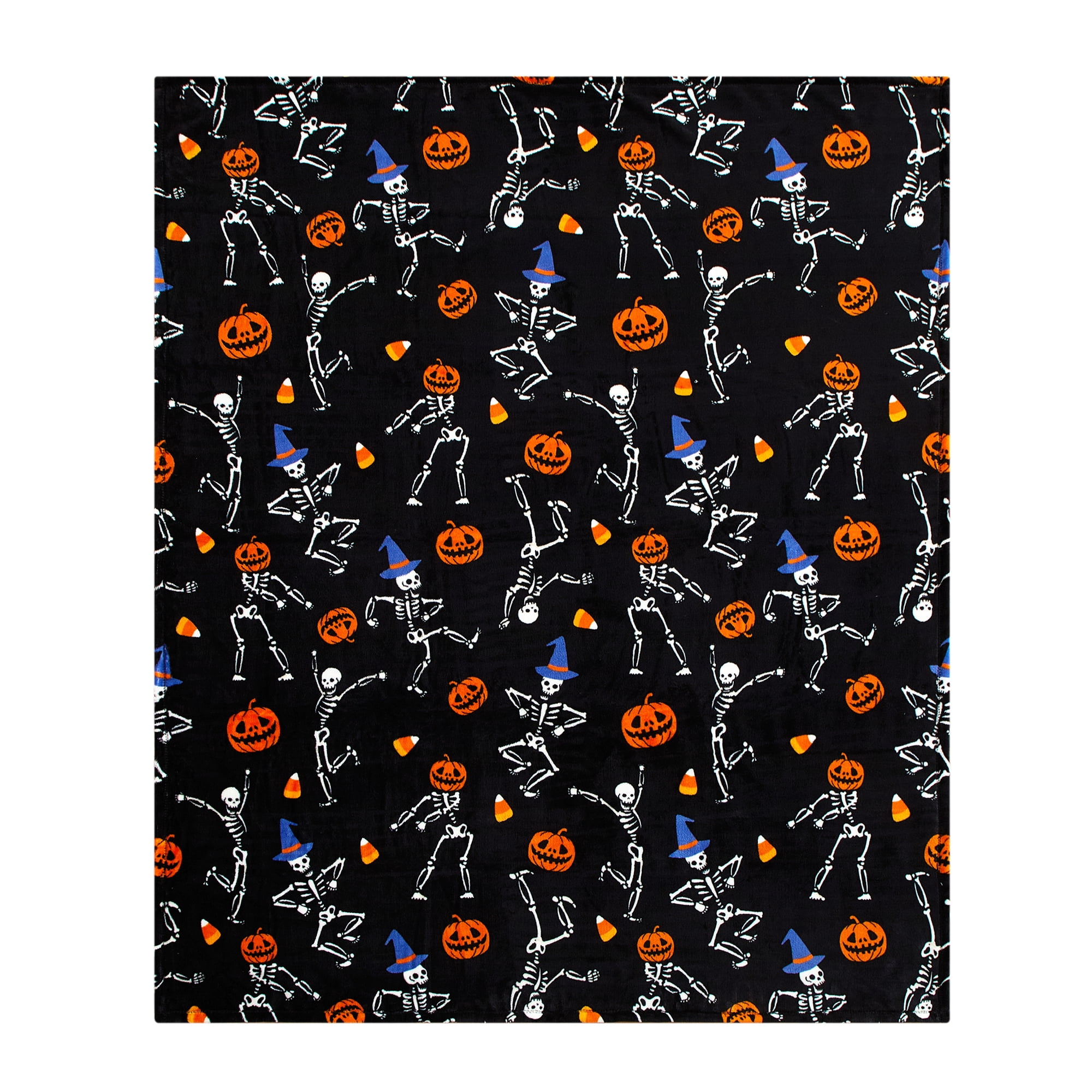 (2 pack) Way To Celebrate 50"x60" Skeletons Rolled Plush Throw