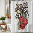 thumbnail image 3 of Christmas Bells Shower Curtains for Bathroom, Black Plaids Butterflies Wooden Ribbons Waterproof Fabric Shower Curtain for Bathroom Bathtub Decoration, Machine Washable, 72"x84", 3 of 9
