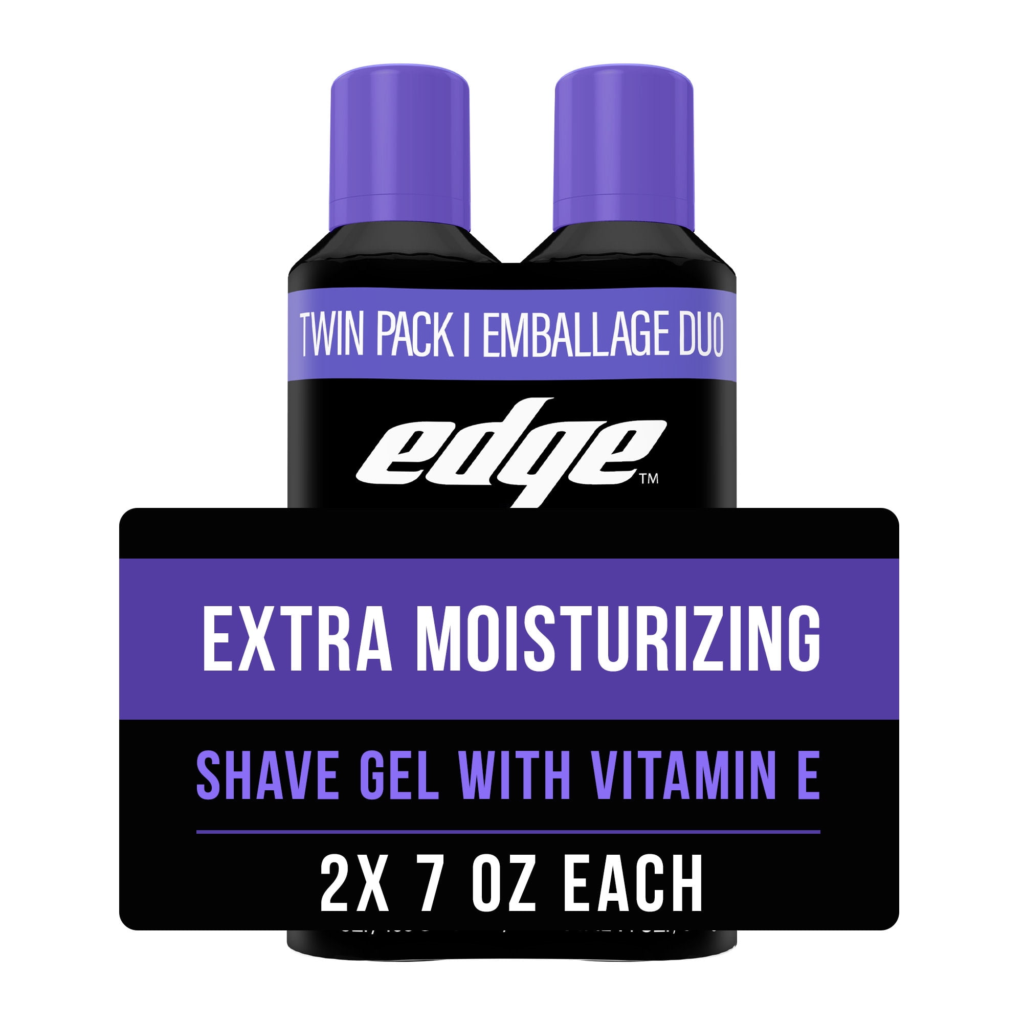 Edge Extra Moisturizing Mens Shave Gel Twin Pack, 14 oz, Made with Vitamin E to Moisturize Dry Skin