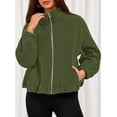 thumbnail image 3 of Campera PRETTYGARDEN 2025 de polar Sherpa con cierre color verde militar Talle L, 3 of 8