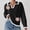 Black, variant on Women's Floral Lapel Contrast Stitch V-Neck Long Sleeve Pullover Knit Sweater