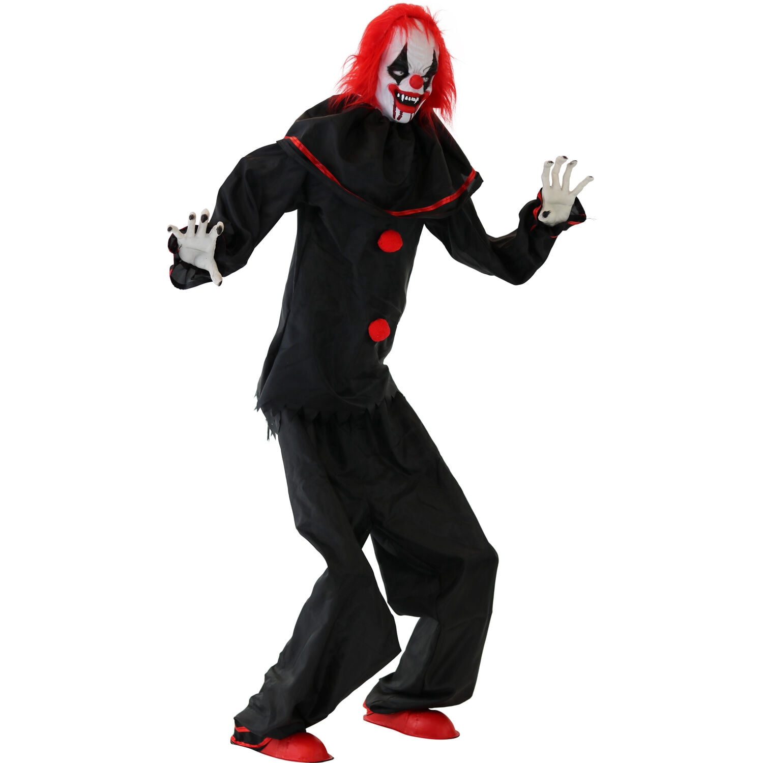 Haunted Hill Farm 5 ft Animatronic Hell Raiser Clown, Indoor/Covered Outdoor Halloween Decoration, HHCLOWN-20FSA