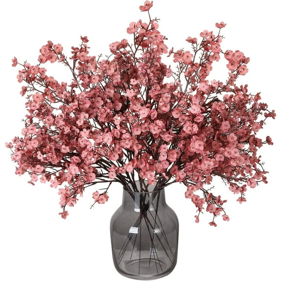 6 Pcs Faux Flower Fake Babys Breath Flower Bulk Artificial Gypsophila Bouquet Silk Floral for Home Kitchen Bedroom Festival Wedding Xmas Party Decor (Orange)