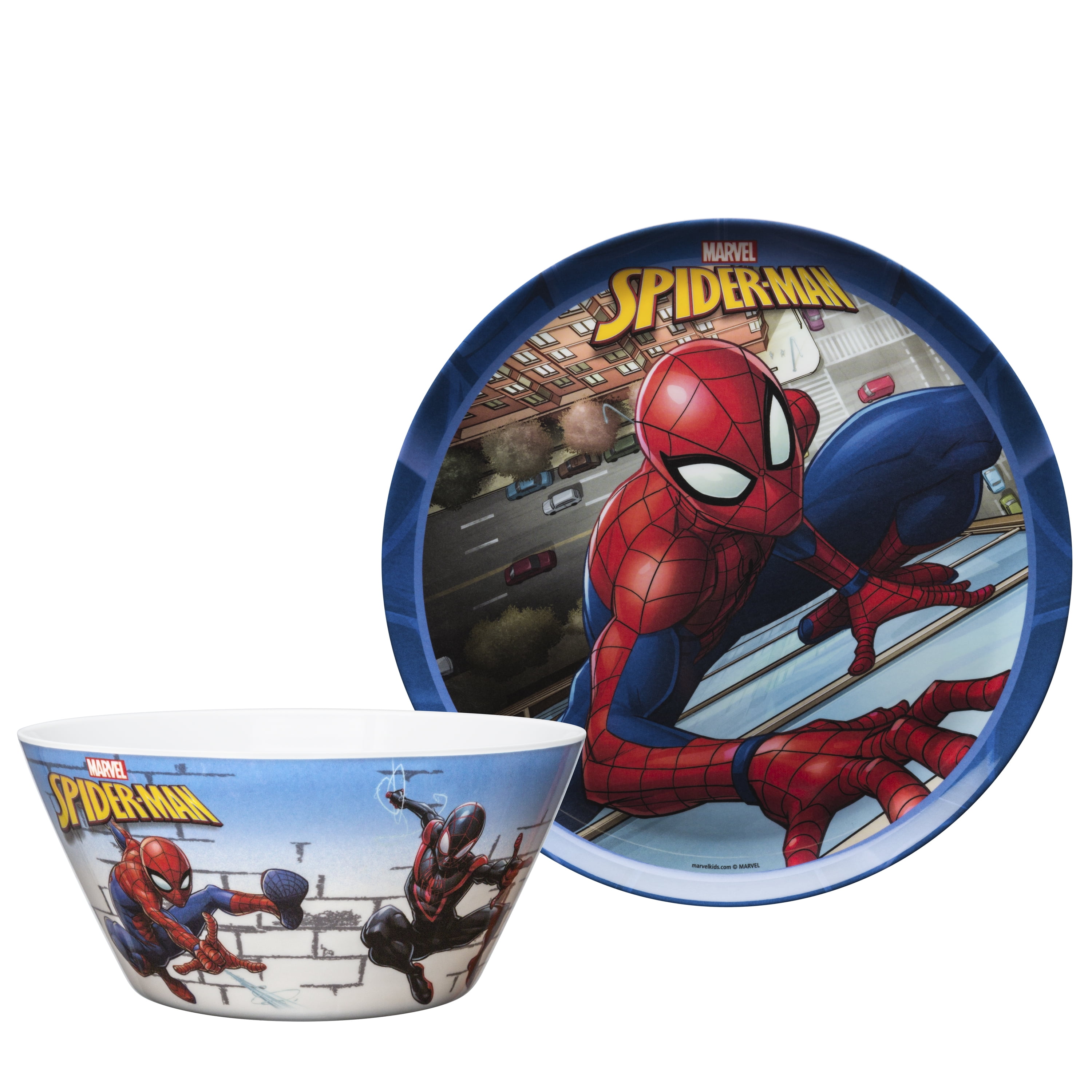 Spider-Man Zak Designs Marvel Comics Spider-Man Dinnerware Melamine 3-Section Divided Plate Made of Durable Material and Perfect for Kids Divided Plate 