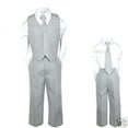 thumbnail image 2 of Baby Boys Toddler Teen Wedding Formal Party Vest Set Silver Gray Grey Suits S-20, 2 of 7