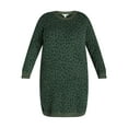 thumbnail image 4 of Terra & Sky Women's Plus Size Scoop Neck Leopard Print Sweater Dress, 0X-4X, 4 of 4