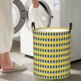 thumbnail image 6 of Uemuo Mardi Gras Purple Yellow Plaid Pattern Circular Laundry Hamper Basket with handles,Collapsible laundry basket,Large capacity laundry hamper,Laundry Organizer-Small, 6 of 8