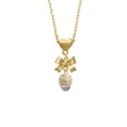 thumbnail image 2 of Delight Jewelry Goldtone Raised Flowers with Clear Crystals on Barrel Spinner Gold tone Heart Necklace, 2 of 4