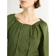 thumbnail image 3 of Free Assembly Women's Gathered Neck Cotton Maxi Dress with Long Sleeves, XS-XXXL, 3 of 3