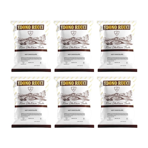 Edono Rucci Hot Chocolate Mix, Rich & Chocolaty, 6 x 2lb Bags