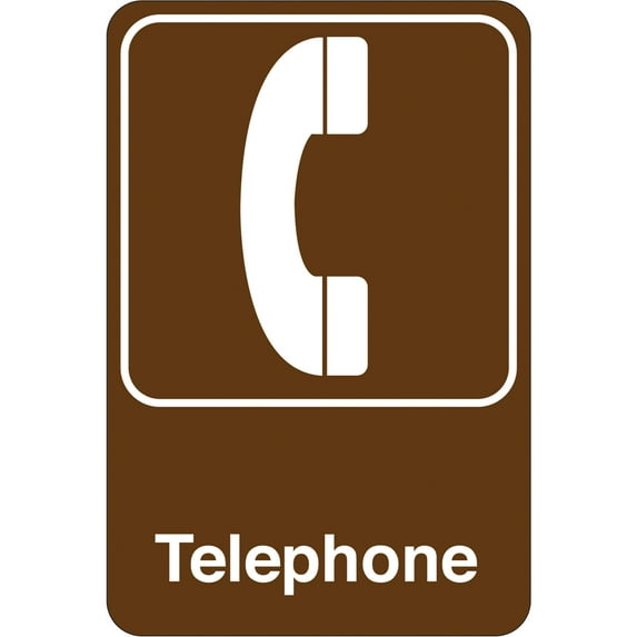 Box Partners "Telephone" Facility Sign 9" x 6" Brown/White 1/Each SN409