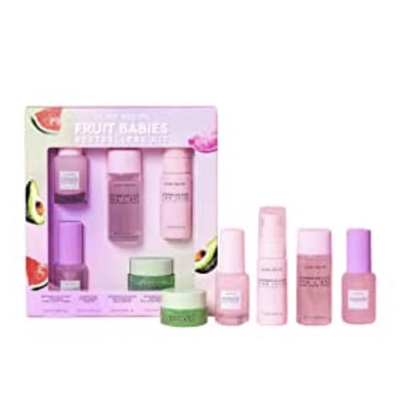 Glow Recipe Fruit Babies Skincare Kit - Gift Set with Retinol Eye Mask, Oil Free Face Moisturizer, BHA PHA Facial Toner, Hyaluronic Acid Serum & Niaciniamide Dew Drops Serum