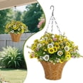 thumbnail image 2 of SSNTSY 11.8" x 17" Faux Hanging Flower Artificial Hanging Plants UV-Resistant Fake Hanging Basket Silk Colorful Morning Glory Outside Porch Patio Balcony Garden Home, 2 of 8