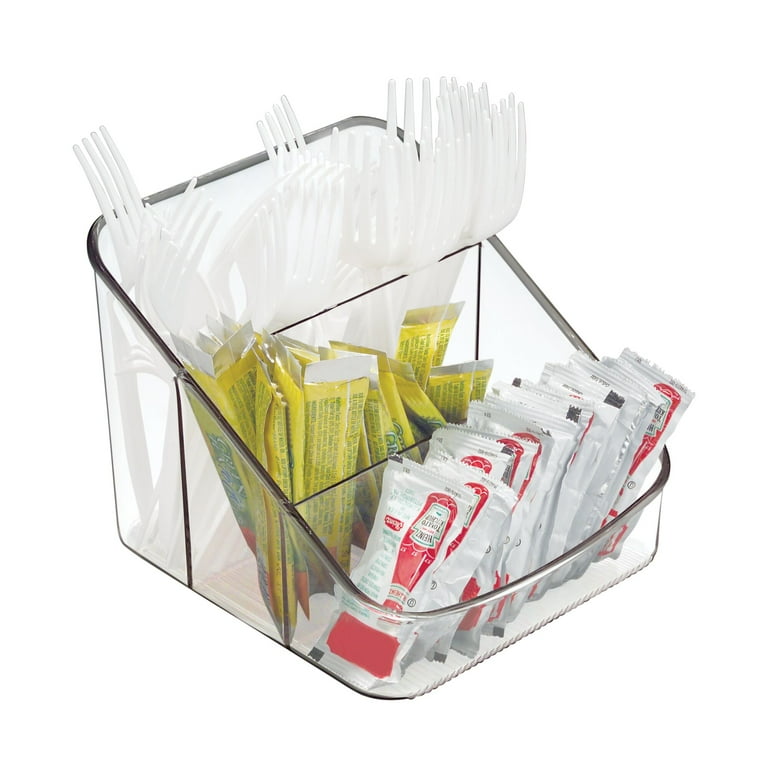 mDesign Large Plastic Kitchen Food Packet/Pouch Organizer Caddy; 2 Pack -  Clear