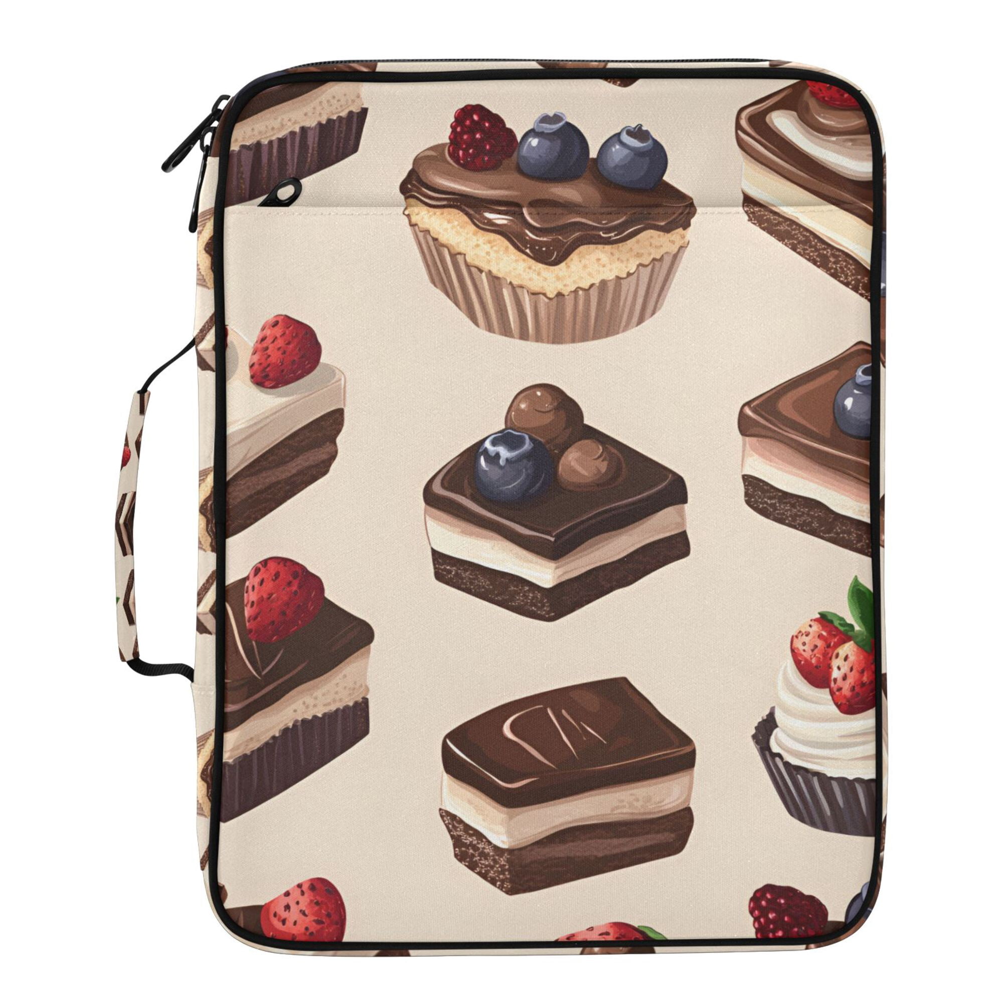 FORMRS Accordion File Folder A4 Size 7-Pocket Expanding Document Organizer Bag with 3 Ring Binder, Blue Cakes