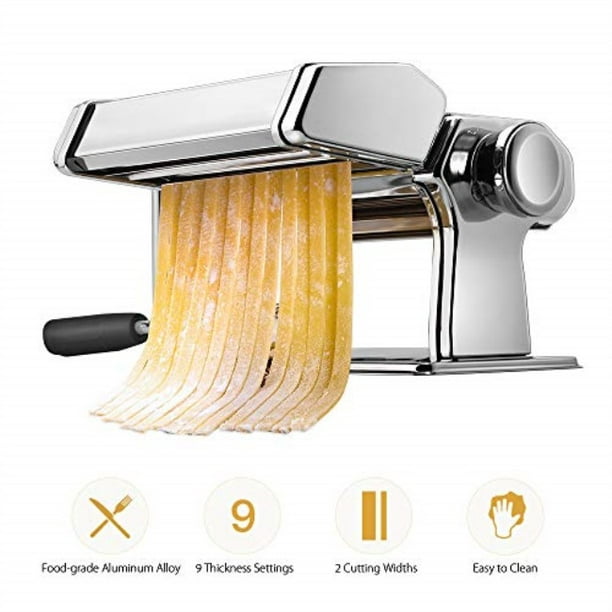 Trots Vervullen Somatische cel Pasta Machine, iSiLER 150 Roller Pasta Maker, 9 Adjustable Thickness  Settings Noodles Maker with Washable Aluminum Alloy Rollers and  Cutter,Perfect for Spaghetti, Fettuccini, Lasagna or Dumpling Skins -  Walmart.com
