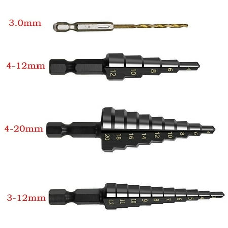 

Nitrogen Coated Straight Groove Step Drill Bit 3-12mm 4-12mm 4-20mm Hole Cutter