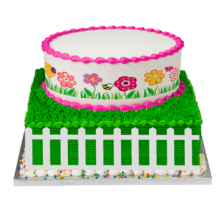 Topper Disposable Stick - White Fence Stick On Paper Cake Decoraiton Topper Kit with Plaque