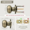 thumbnail image 4 of knobelite (3 Pack) Round Door Knobs Passage Lock Antique Brass for Closet Hallway Passage Handle Keyless Door Knob Set, 4 of 6