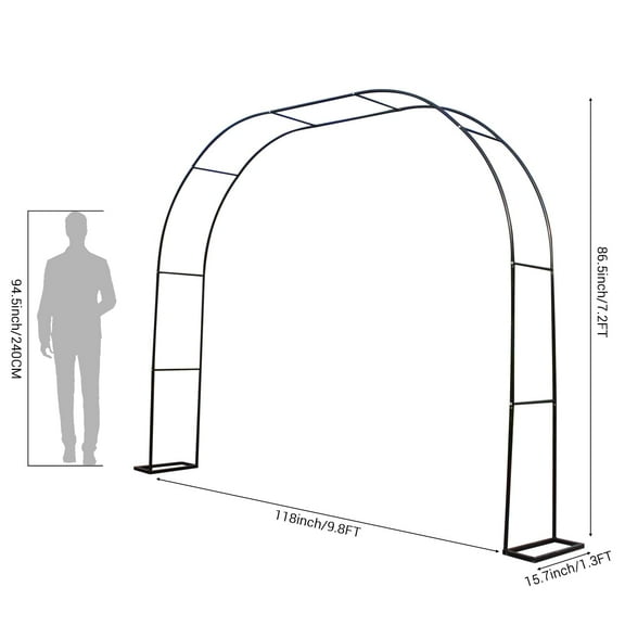 Towallmark Garden Arch Metal Garden Arbor Arch Trellis for Various Climbing Plant 9.8×7.2 FT Indoor Archway Wedding Party Brithday Outdoor Walkway Garden Lawn