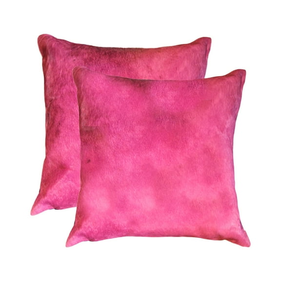 18" X 18" X 5" Fuschia 2 Pack Cowhide Pillow