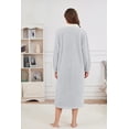 thumbnail image 3 of U2SKIIN Womens Plush Robe, Soft Fluffy Bathrobe Lightweight Button Warm Loungewear,(Light Grey+White,S-M), 3 of 5