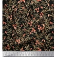 thumbnail image 1 of Soimoi Black Cotton Duck Fabric Berries Leaves Fabric Prints By Yard 42 Inch Wide, 1 of 3