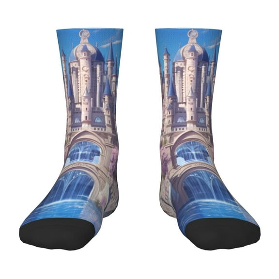 Honeii Majestic Fantasy Castle Print Children's Colorful Socks,Unisex Kids and Toddlers' Cushioned Sock,Kids Athletic Crew Socks,for Everyday Wear and Sports