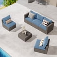 thumbnail image 2 of CozyHom 2 Pcs Outdoor Patio Loveseat Furniture Set, All Weather Wicker Patio Loveseat Outdoor Conversation Sofa Set, Blue, 2 of 12