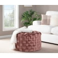 thumbnail image 6 of 24" Round Ottoman Pouf, Braided Ottoman Pouf, Modern Velvet Footrest Stool for Living Room, Bedroom, Entryway, Pink, 6 of 6