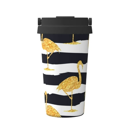 

Matuu Gold Flamingo for Insulated Coffee Mug Reusable Travel Coffee Cup Spill Proof 16oz Stainless Steel Coffee Cups for Hot/Ice Coffee Tea