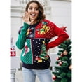 thumbnail image 6 of Womens Ugly Christmas Sweater Print Crew Neck Sweater Pullover Navy Blue L, 6 of 8