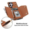 thumbnail image 6 of Crossbody for Samsung Galaxy S24 Ultra Phone Case for Women, Wallet Case with Credit Card Holder Shoulder Strap & Wrist Lanyard Shockproof Purse Back Flip 360 Ring Holder Kickstand Case,Brown, 6 of 9