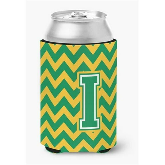 Letter I Chevron Green & Gold Can or Bottle Hugger